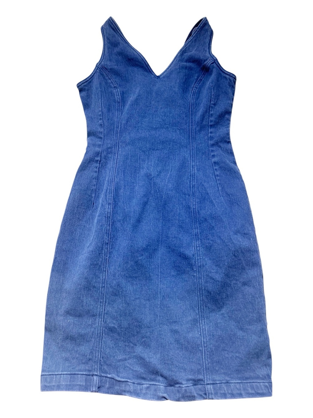Studebaker 90’s Sexy Blue Denim Fitted Mini Dress Stretch Going Out Dress  XL